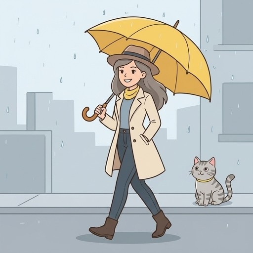 セクシーガールが傘をさしている姿
